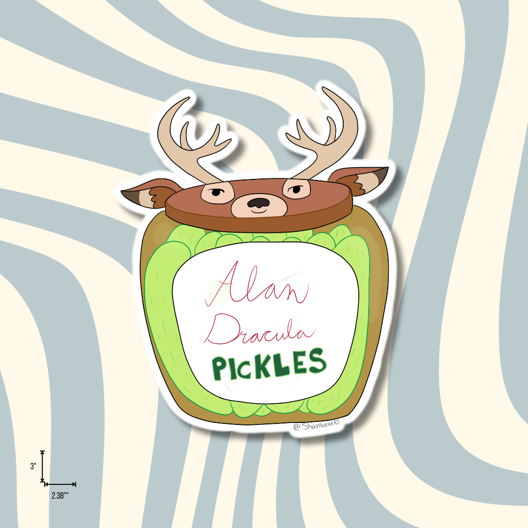 Alan Dracula Pickle Jar Sticker